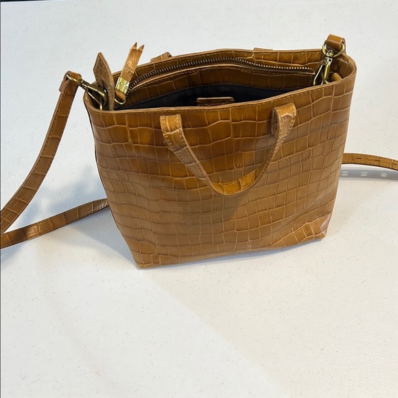 MADEWELL‎ Elegant Tan Crocodile-Embossed Women's Bag PRE-OWNED - Picture 3 of 12